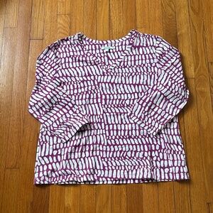 Chico’s Purple & White V-Neck Top Women’s XL